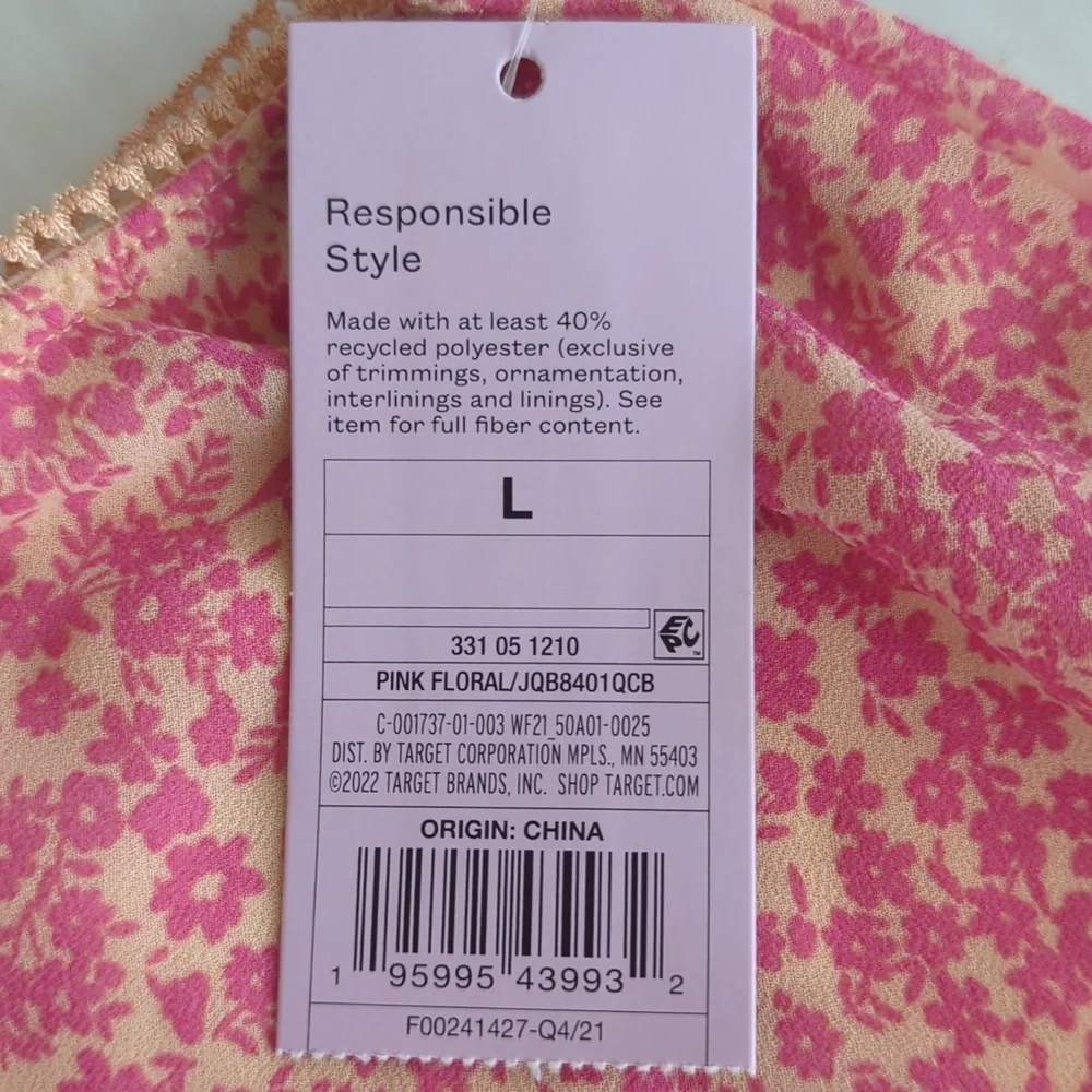 NWT Wild Fable Floral Ruffle Hem Midi Skirt LARGE Pink Dainty - Picture 3 of 14
